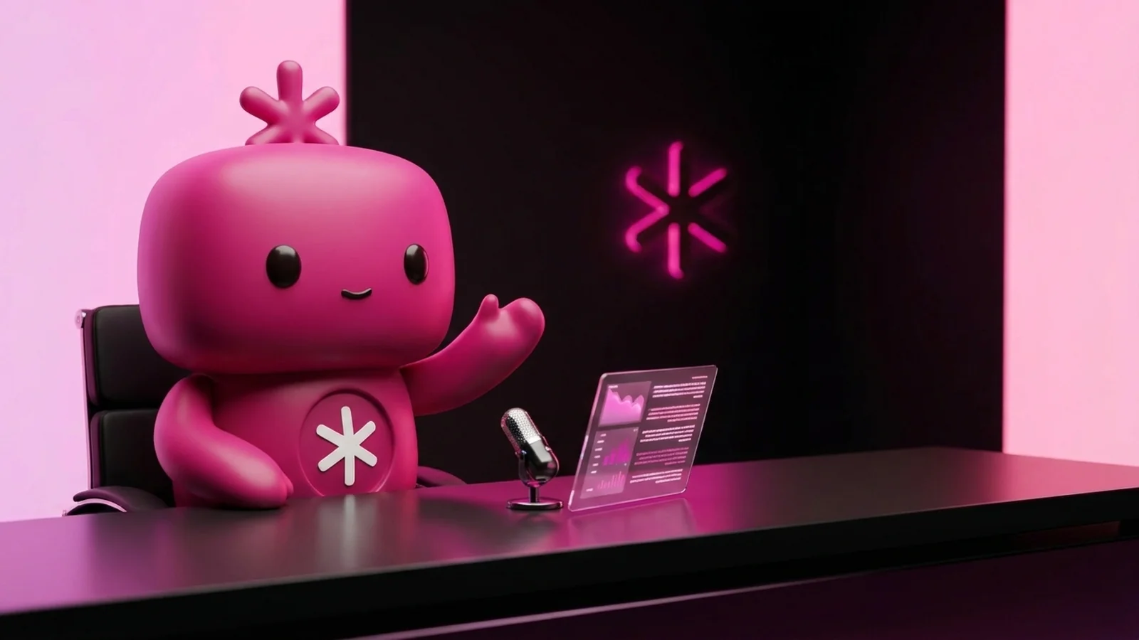 A brand avatar rendered mid-broadcast, surrounded by the signal, script, and approval layers that keep it on model.